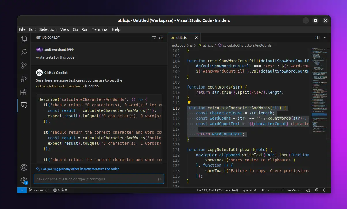 github copilot screen