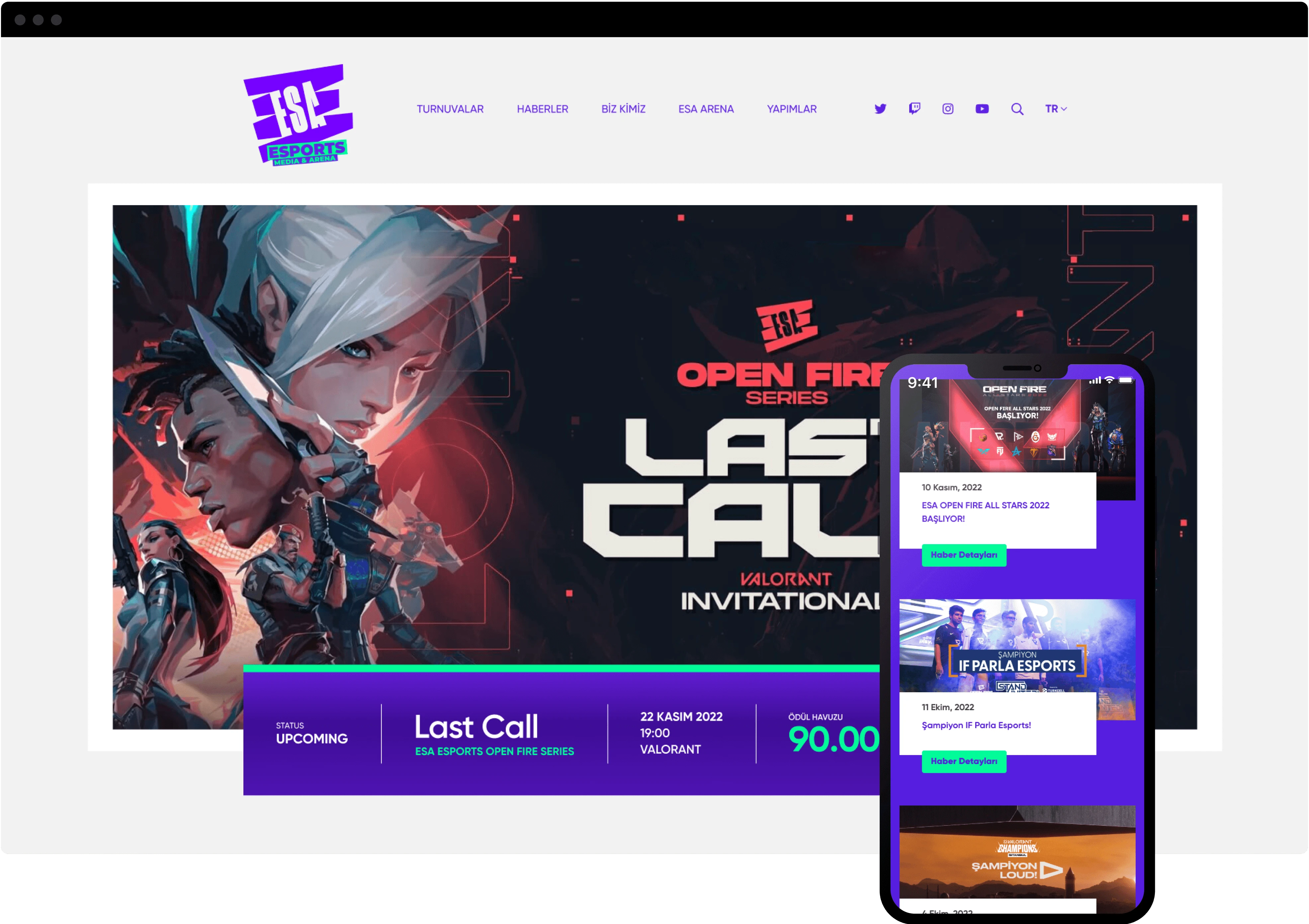 ESA E-Sports Web Sitesi Arayüz Tasarımı (UI Design)