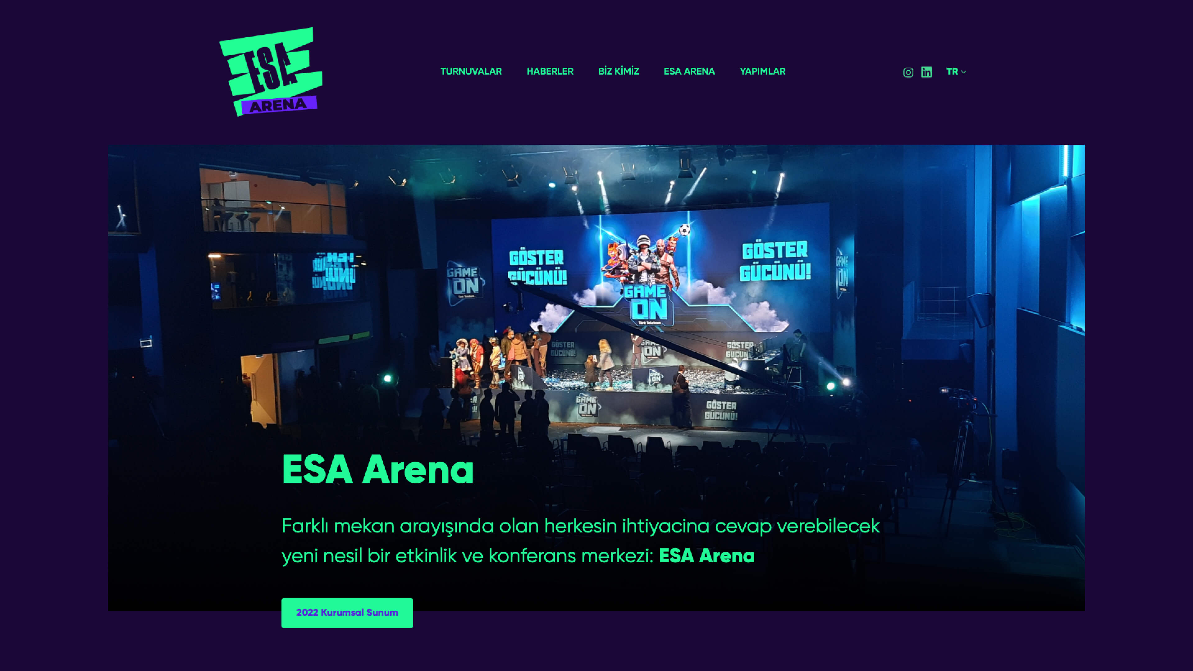 ESA Arena Web Sitesi Arayüz Tasarımı (UI Design)