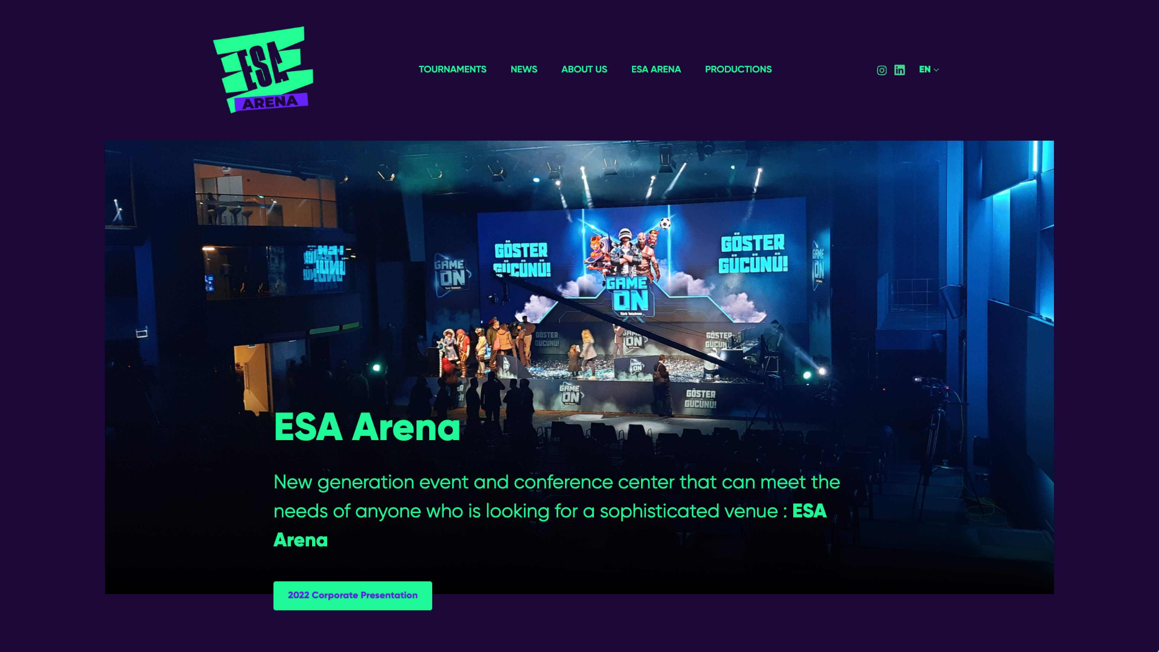 ESA Arena Website UI Design