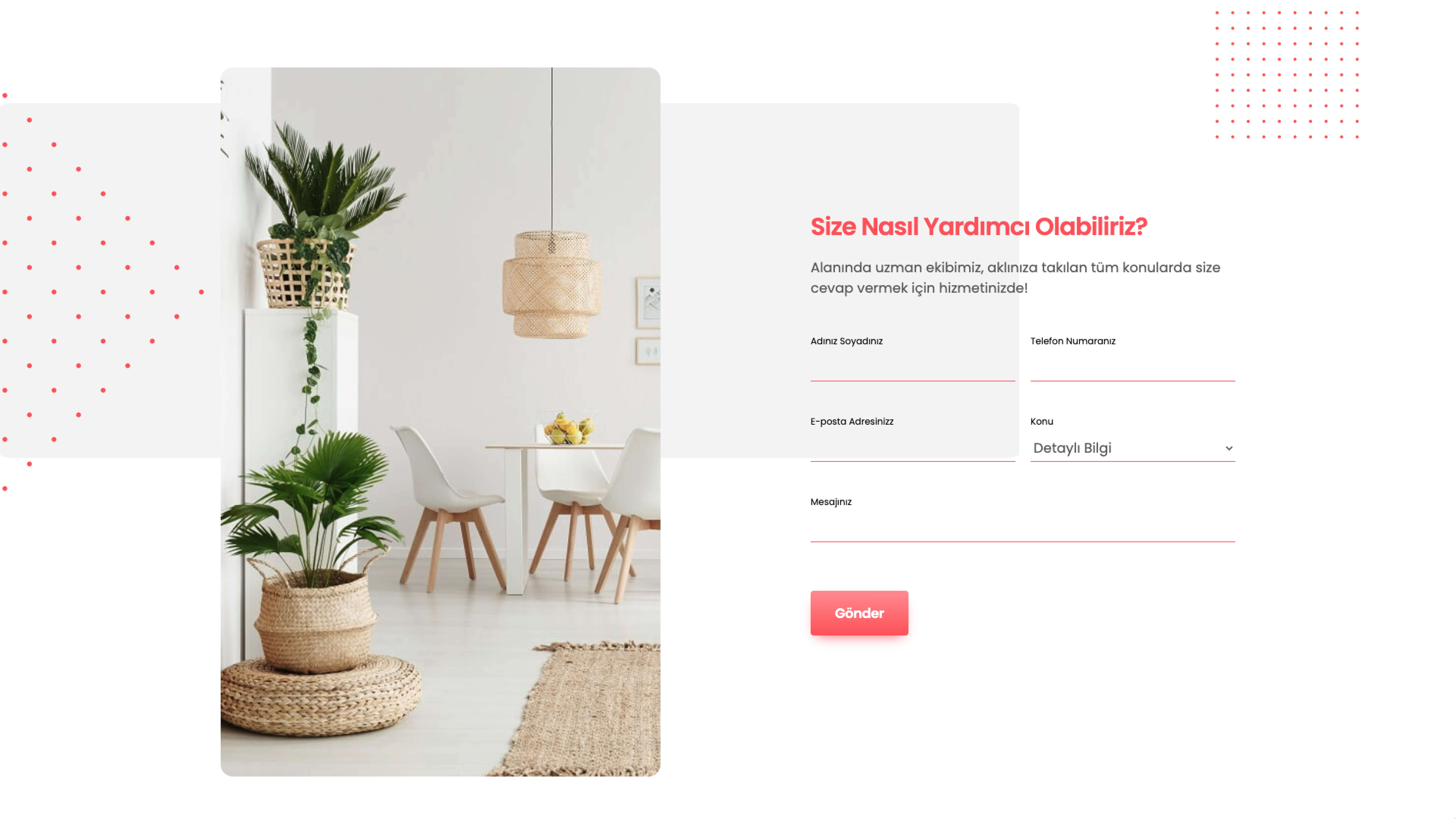 Evini Dodola İletişim Formu Arayüz Tasarımı