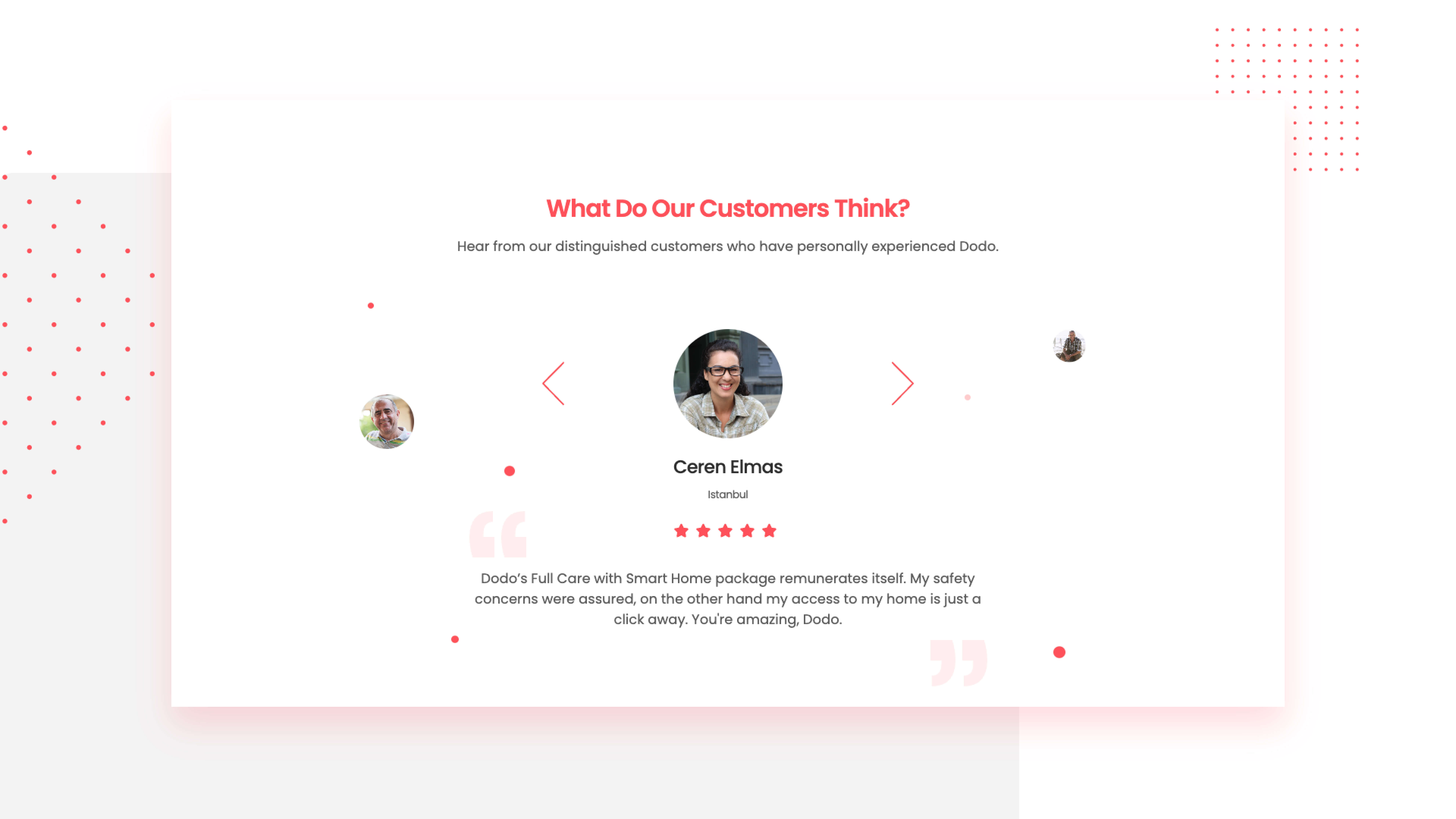 Evini Dodola Testimonials UI Design