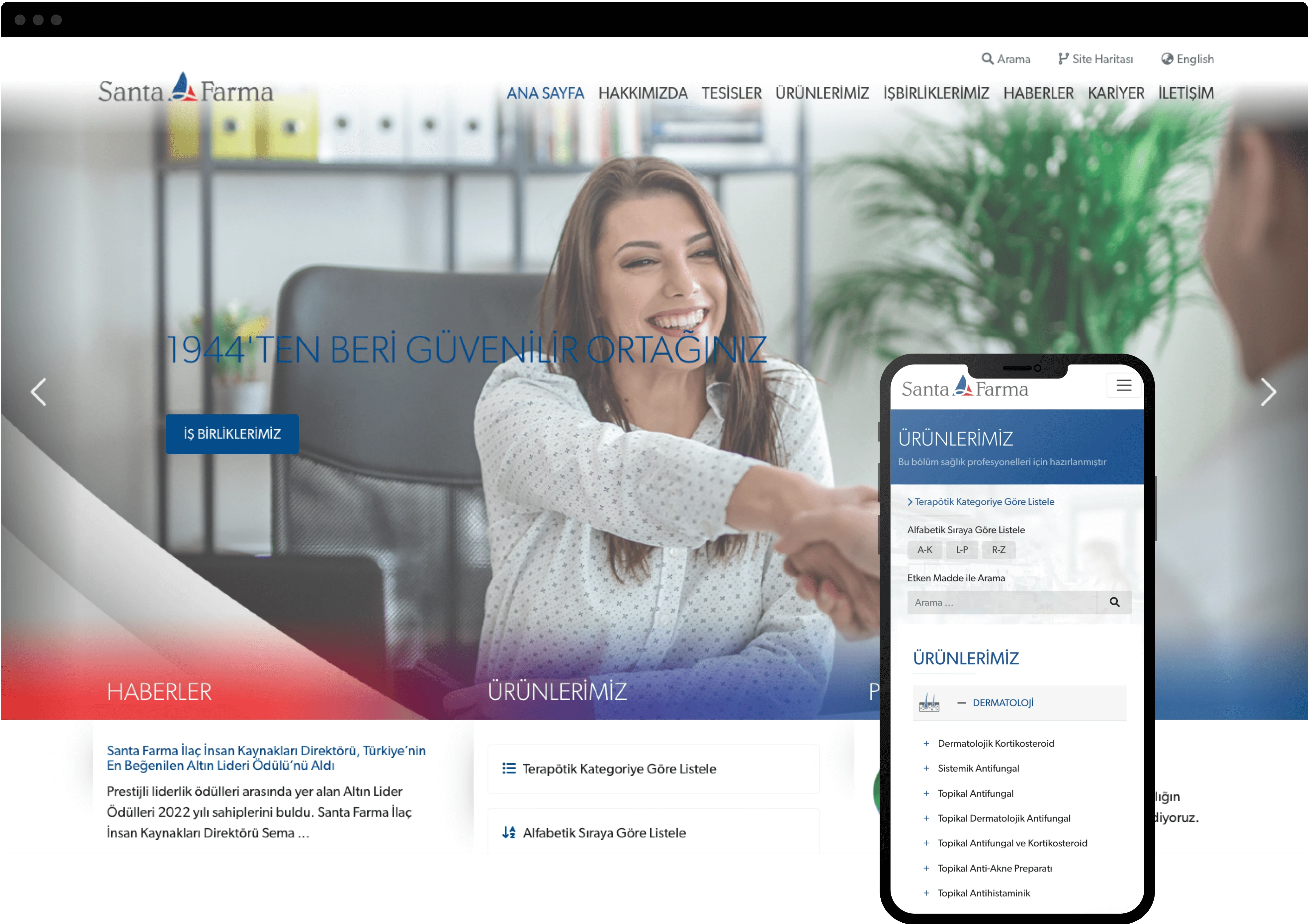 Santa Farma İlaç Firması Kurumsal Web Sitesi