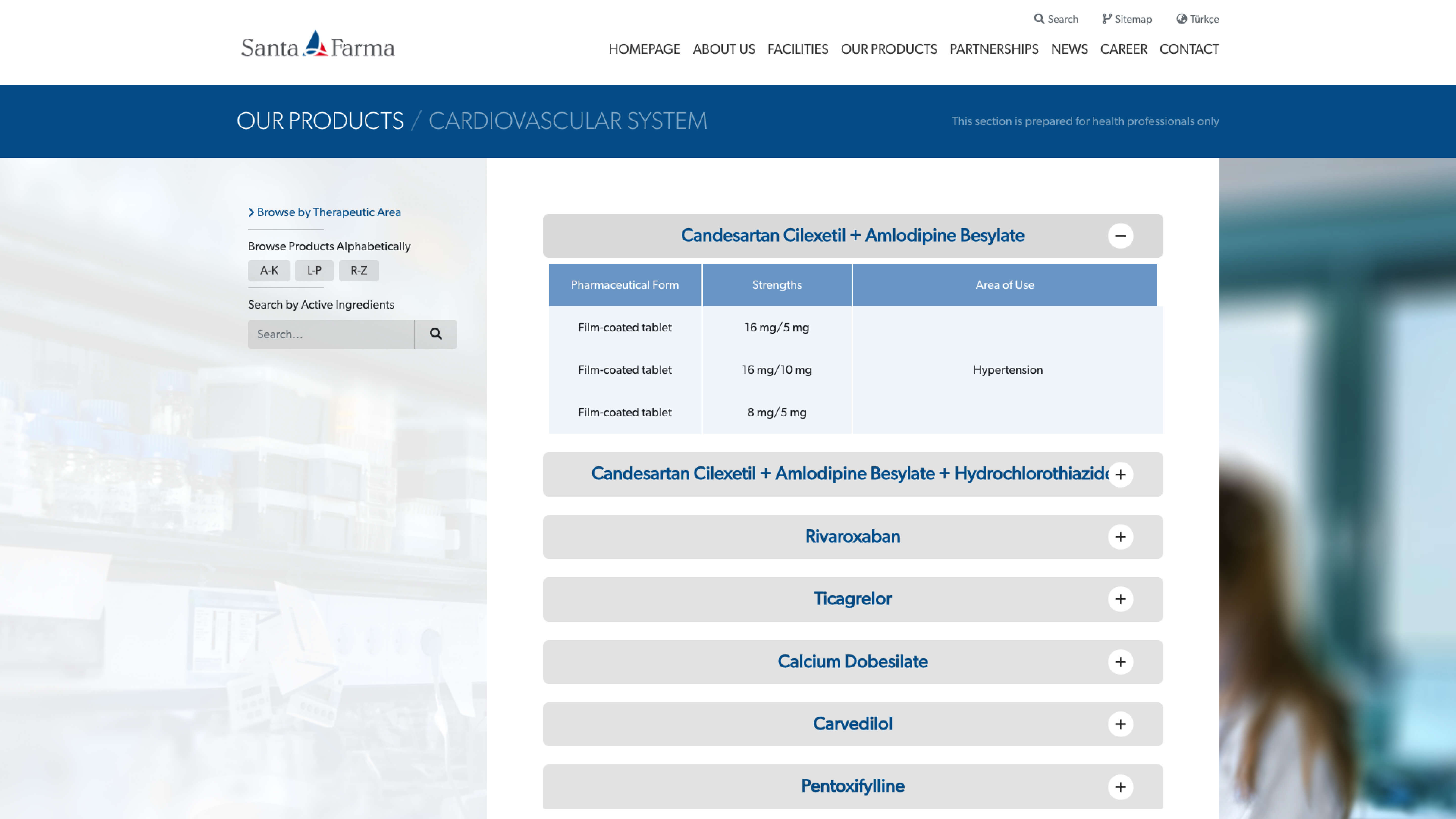 Santa Farma - Products UI Design Cardiovascular