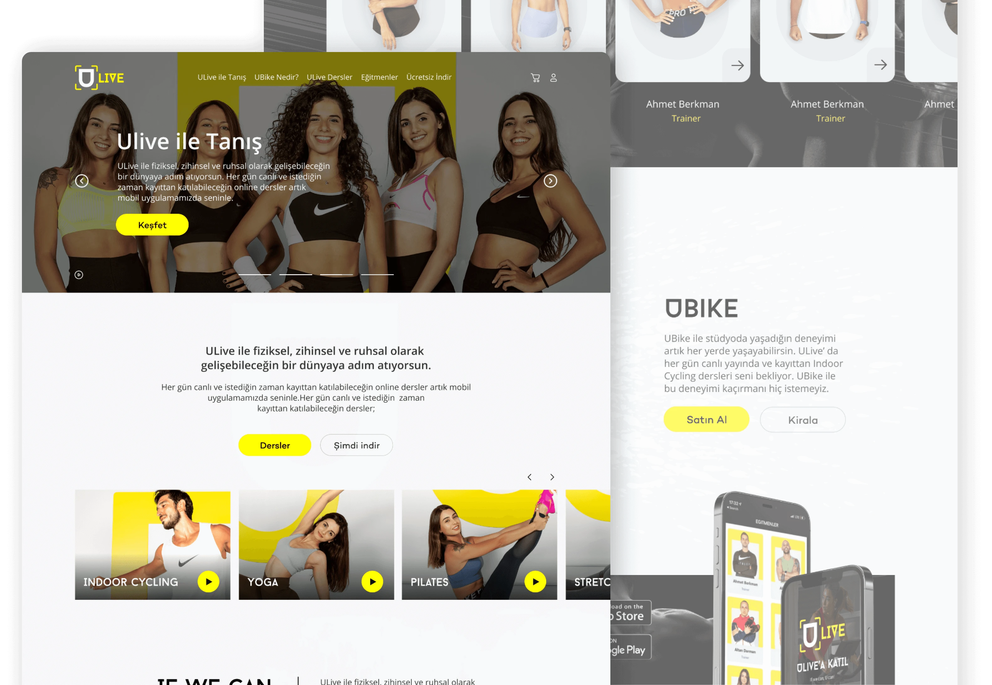 Ulive Fitness Website UI Design (Arayüz Tasarımı)