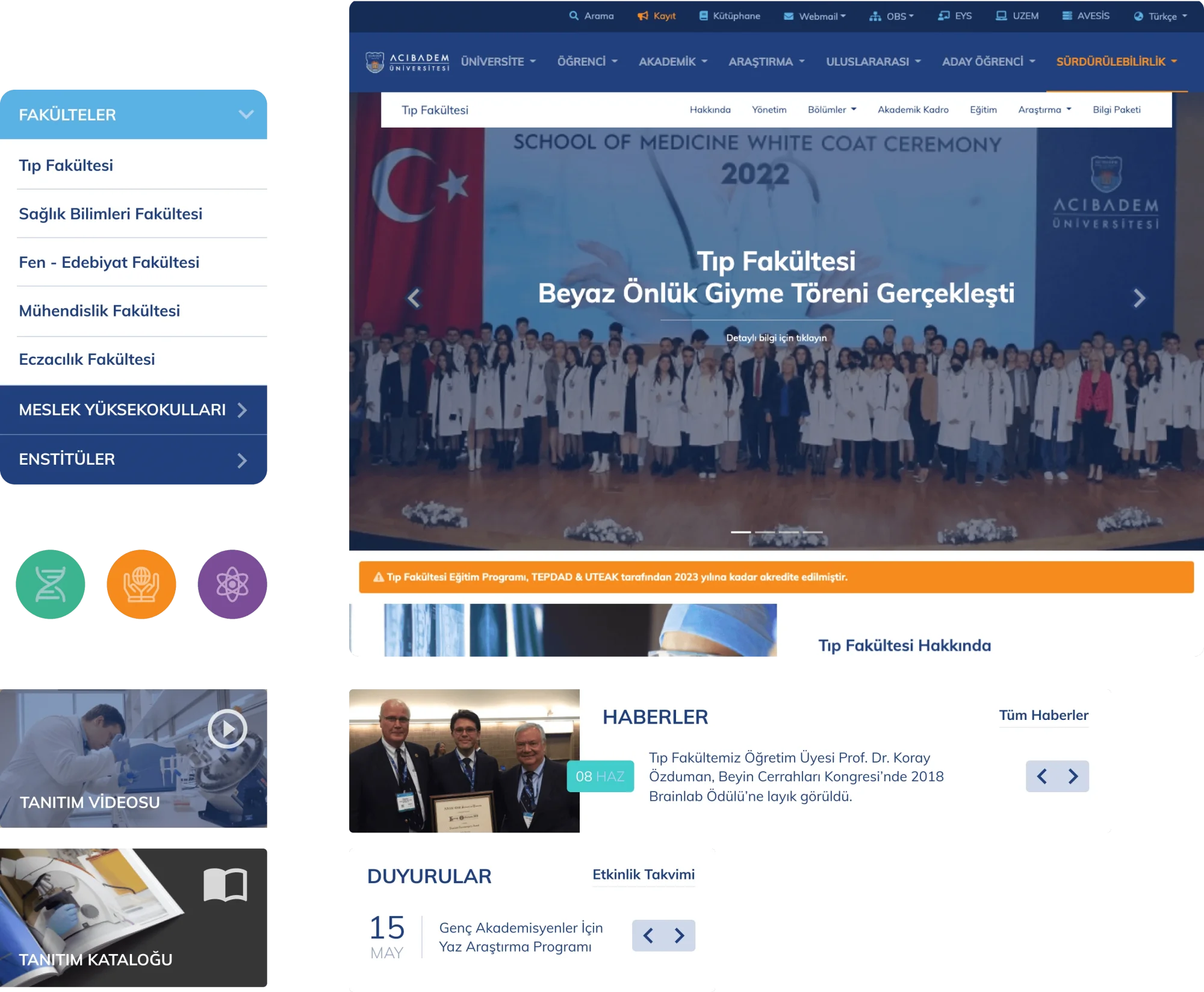 Acıbadem &Uuml;niversitesi Aray&uuml;z Bileşenleri (UI Components)