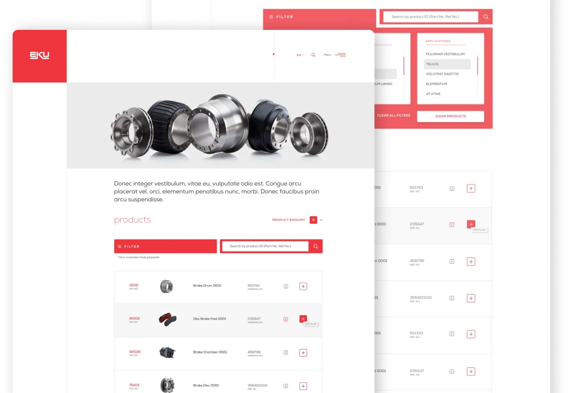 EKU &Uuml;r&uuml;nler Aray&uuml;z Tasarımı UI Design