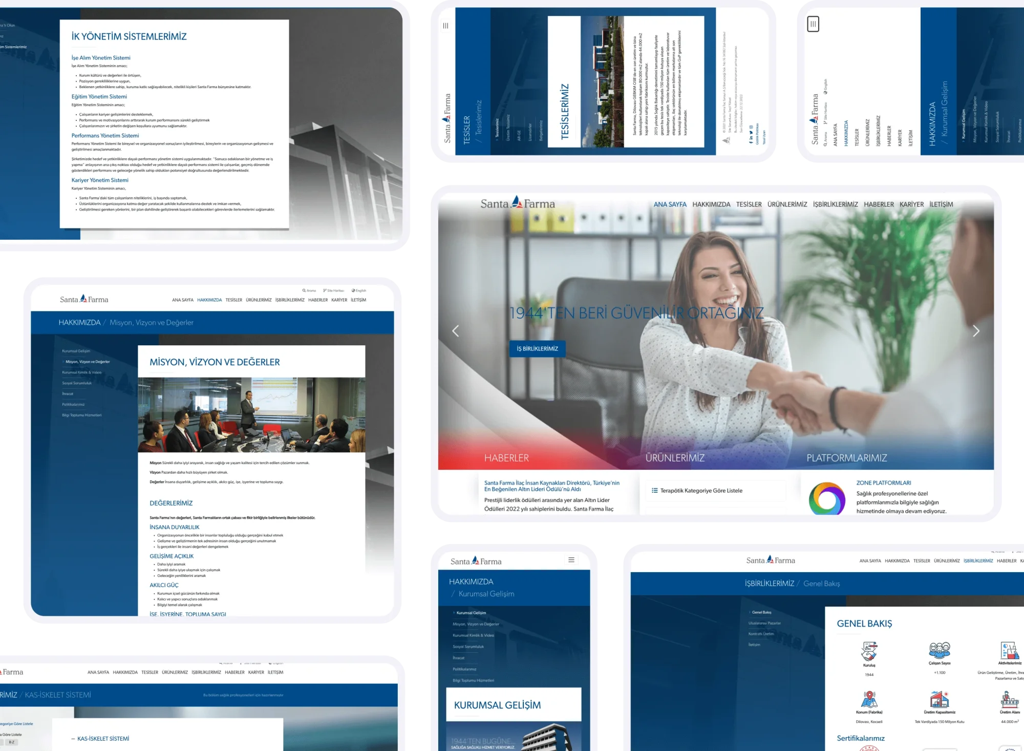 Santa Farma İla&ccedil; Firması Web Sitesi Ekranlar (Screens)