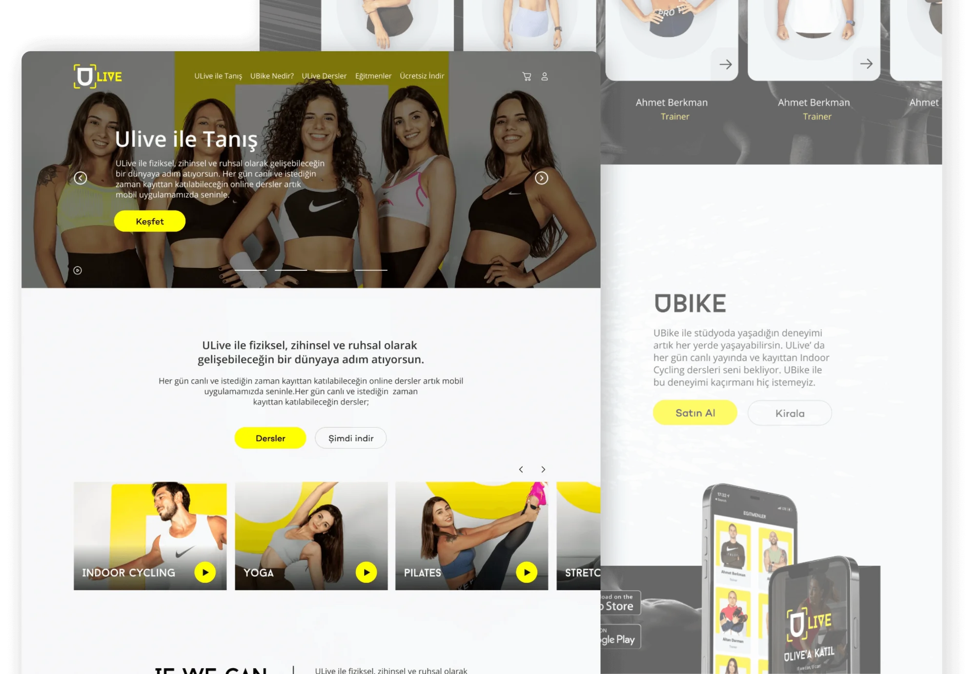 Ulive Fitness Website UI Design (Aray&uuml;z Tasarımı)